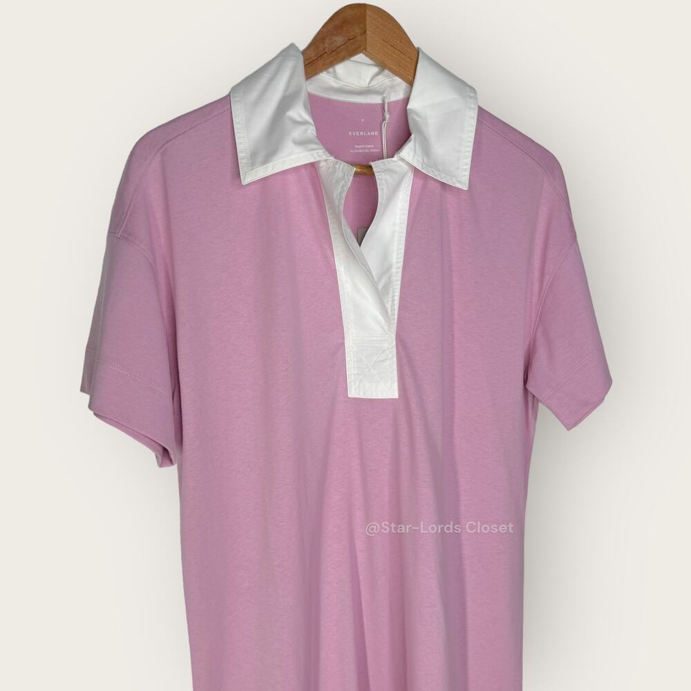 Everlane Organic Cotton Polo Dress | Small Mauve Short Sleeve Sustainable Preppy - Picture 6 of 9